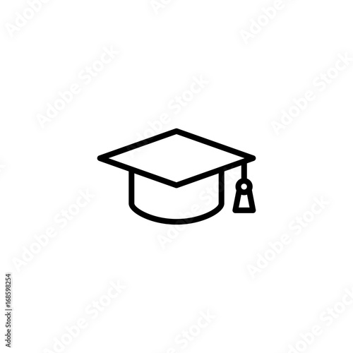 graduation cap line black icon