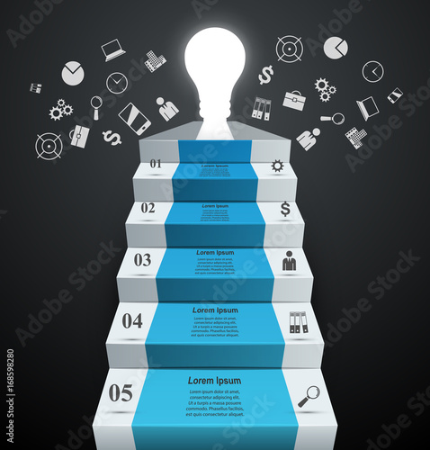 3D infographics and business ladder. Vector eps 10.