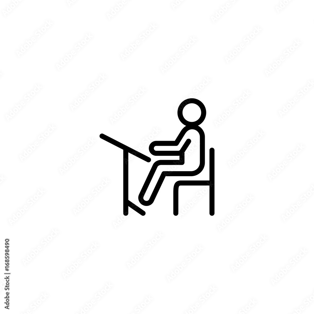 student sitting at the desk line black icon student sitting at the desk line black icon