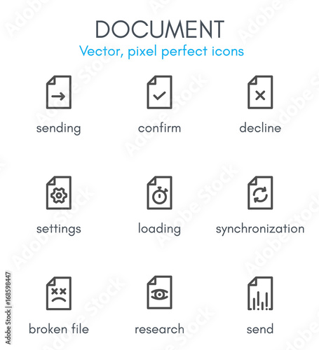 Document theme, line icon set