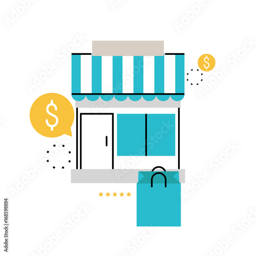 Online shopping, online order and payment, e-commerce, purchasing online, delivery process flat line vector illustration design for mobile and web graphics
