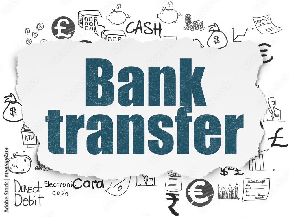 Money concept: Bank Transfer on Torn Paper background