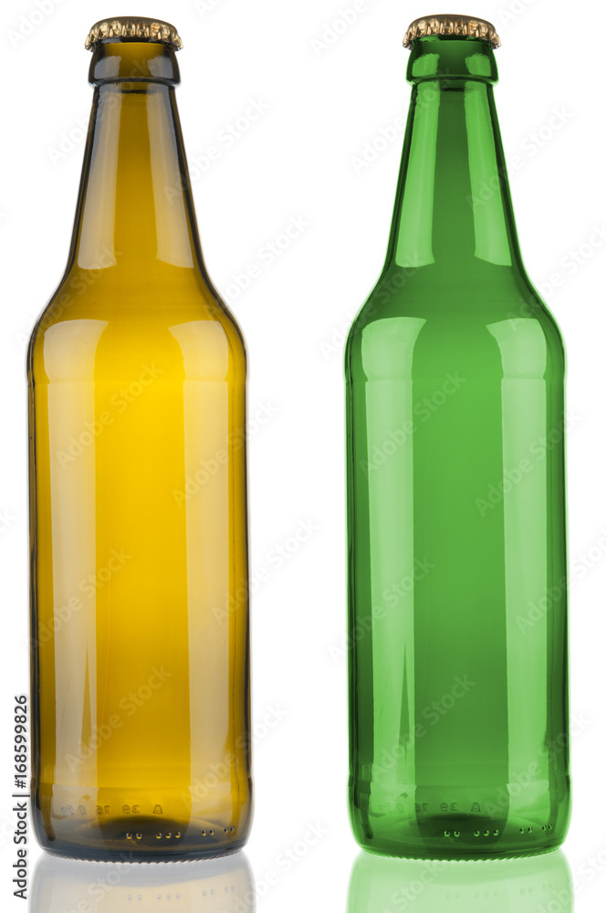 Two empty beer bottles isolated on white background Two empty beer bottles isolated on white background