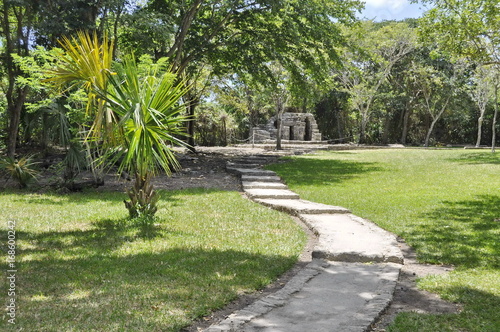 San Gervasion Mayan Ruins on Island of Cozumel, Mexico photo