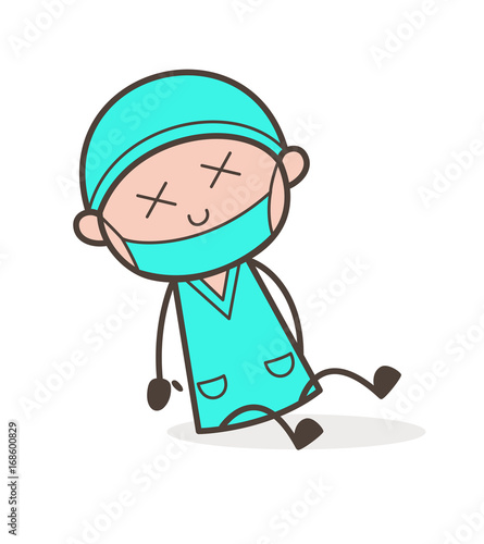 Cartoon Doctor Dizzy Face Expression Vector Illustration