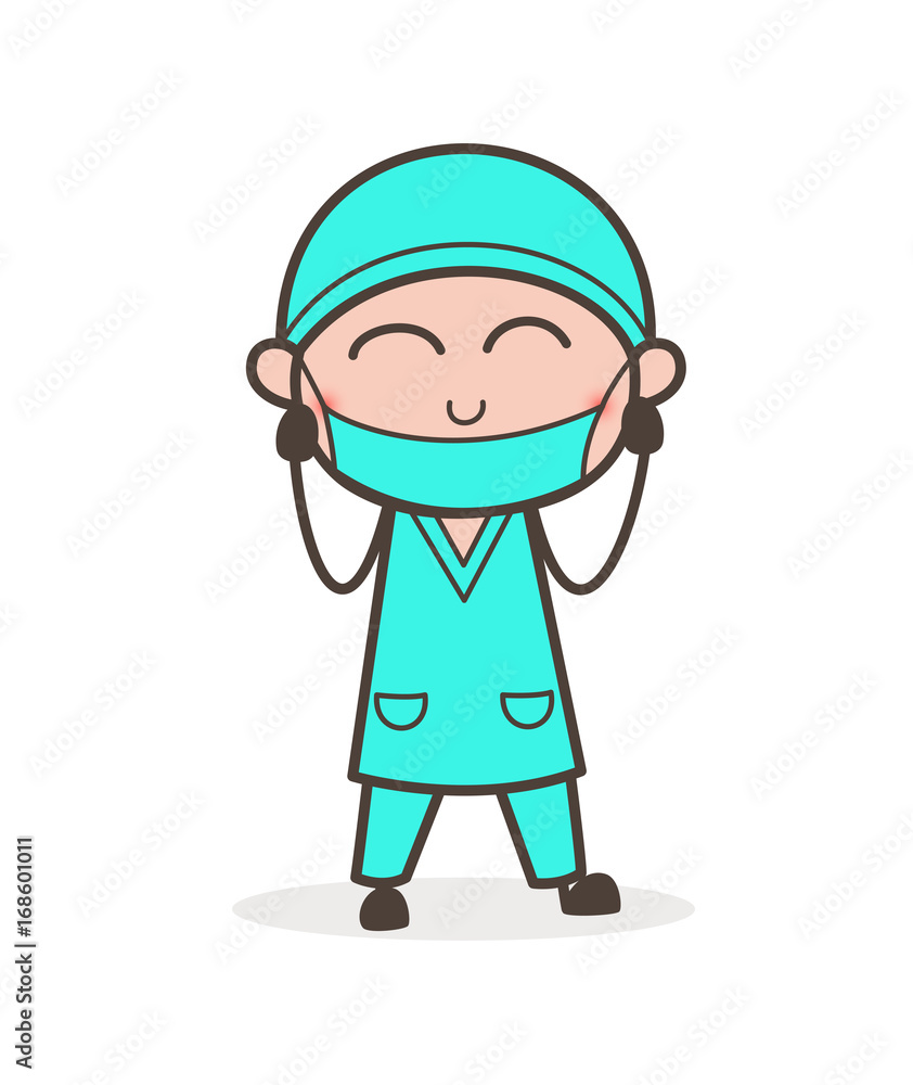 Cartoon Physician Blushing Face Vector Illustration Cartoon Physician Blushing Face Vector Illustration