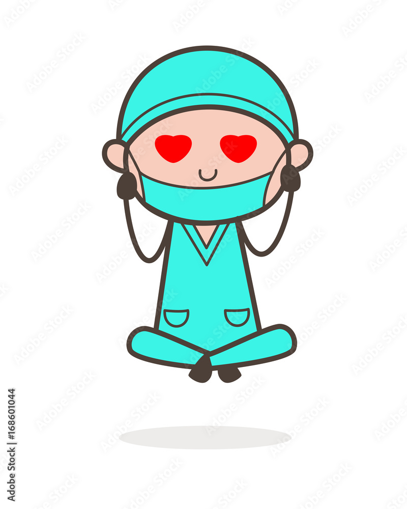 Obraz premium Cartoon Dentist Face with Heart-Eyes Vector Illustration
