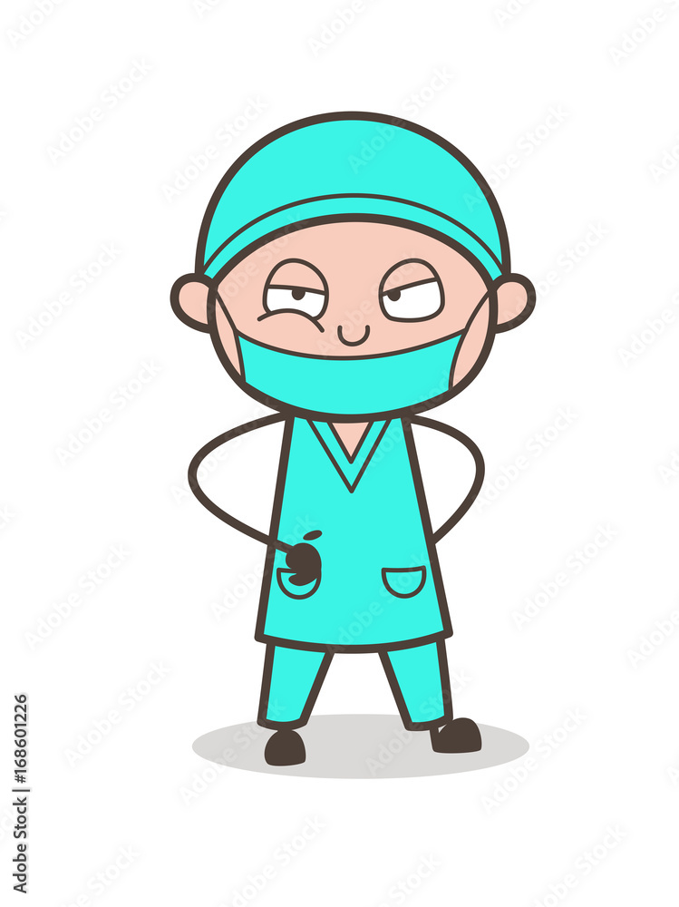 Cartoon Surgeon Rude Behavior Vector Illustration Cartoon Surgeon Rude Behavior Vector Illustration