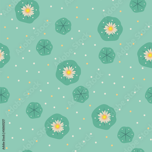 Photos Vector floral peyote lophophora cactus green seamless pattern