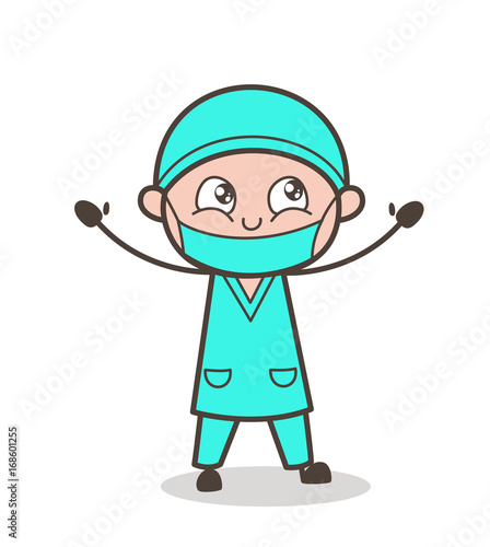 Cartoon Physician Joyful Expression Vector Illustration