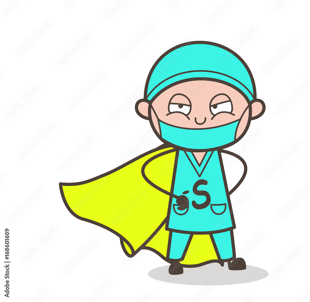Cartoon Super-Hero Surgeon Vector Character Cartoon Super-Hero Surgeon Vector Character