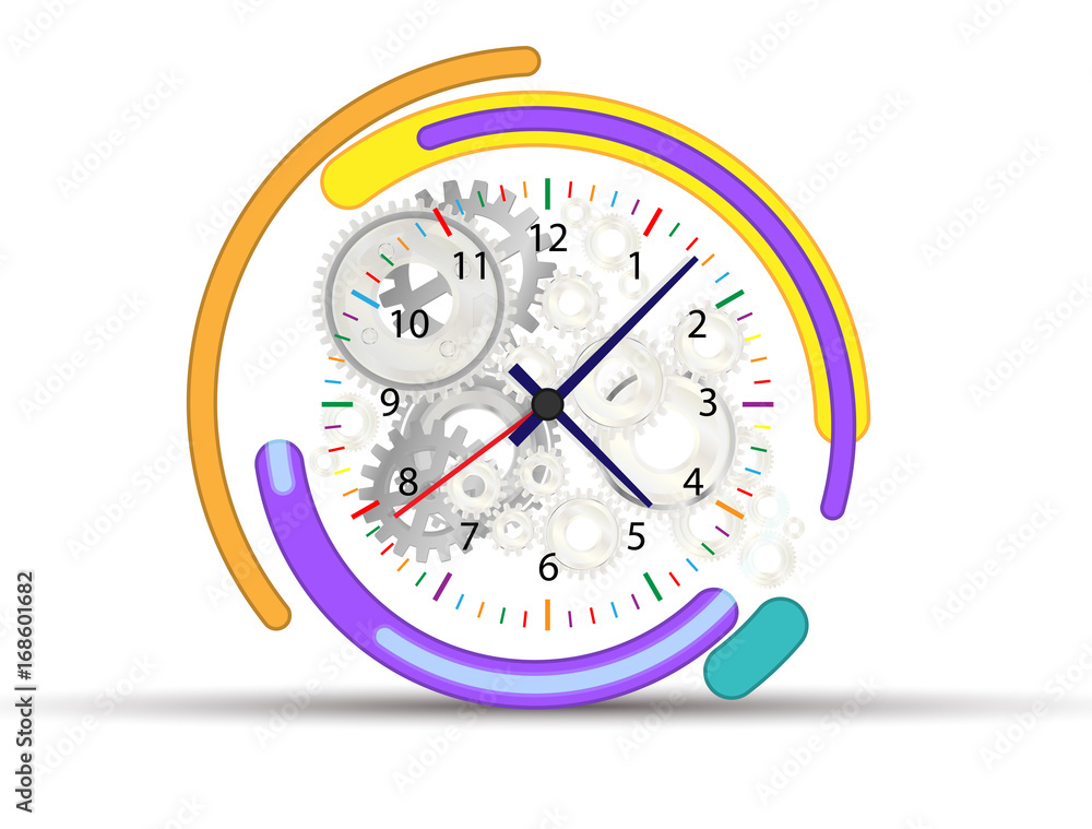 Clock icon design. Vector office clock icon with shadow. Seven o'clock Clock icon design. Vector office clock icon with shadow. Seven o'clock