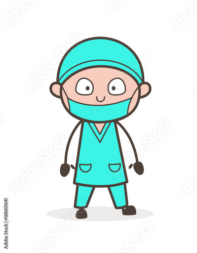 Shocking Face of Cartoon Doctor Vector Illustration