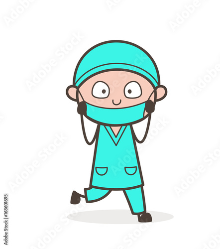 Surprised Doctor with Hands on Face Vector Illustration