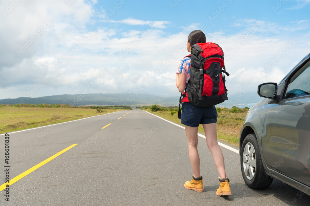 young beautiful female student driving car young beautiful female student driving car