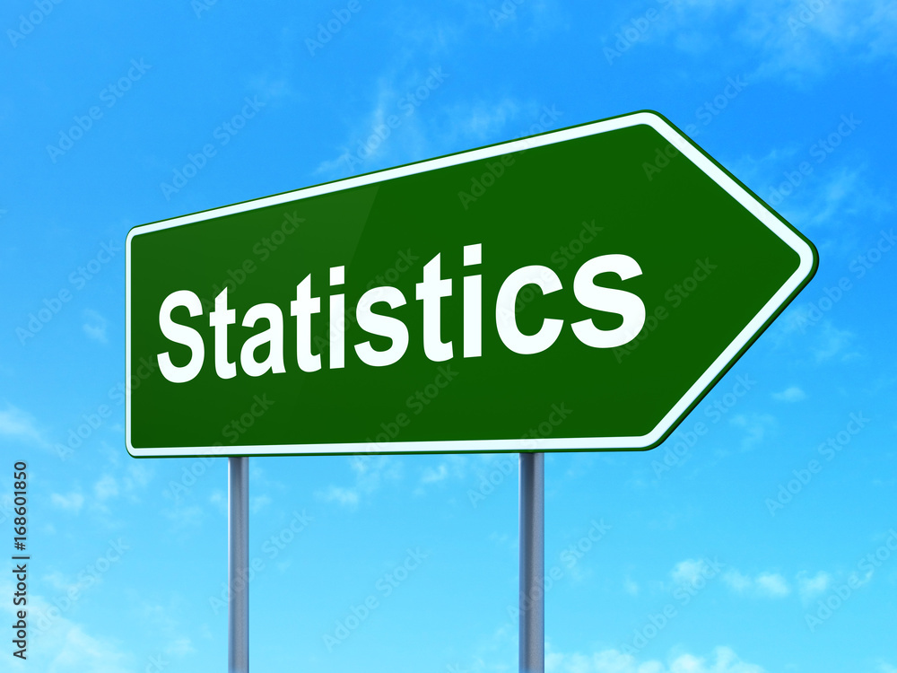Business concept: Statistics on road sign background Business concept: Statistics on road sign background