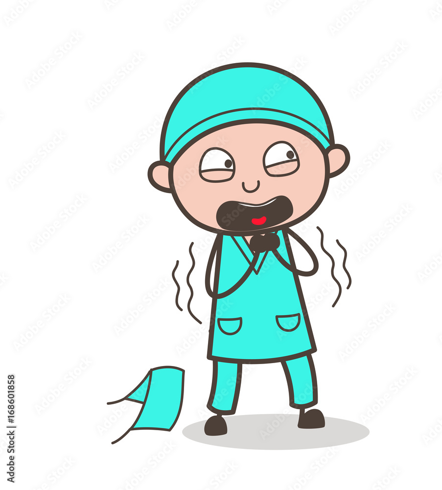 Cartoon Physician Screaming Face Vector Illustration Cartoon Physician Screaming Face Vector Illustration