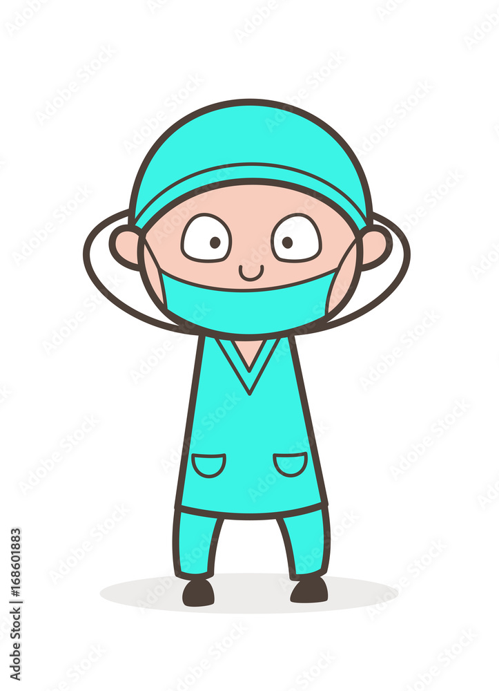 Cartoon Surgeon Wonder Face Vector Illustration Cartoon Surgeon Wonder Face Vector Illustration