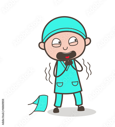 Cartoon Physician Screaming Face Vector Illustration