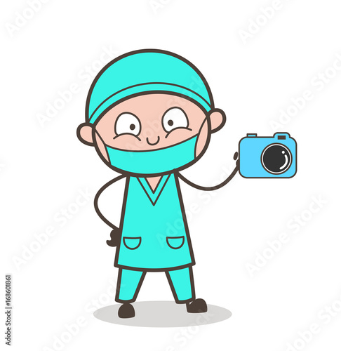 Cartoon Therapist Showing Camera Vector Illustration