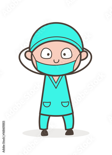 Cartoon Surgeon Wonder Face Vector Illustration