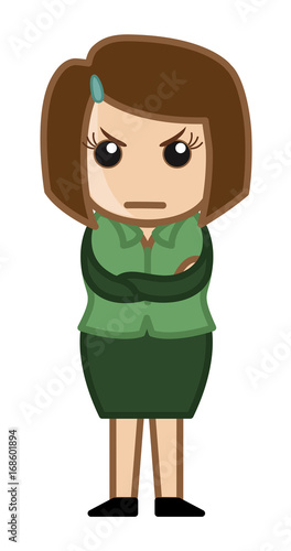 Angry Cartoon Woman Character