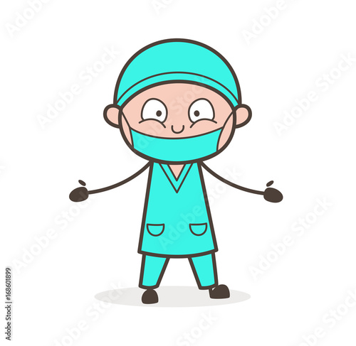 Cartoon Dentist Showing Empty Hands Vector Illustration