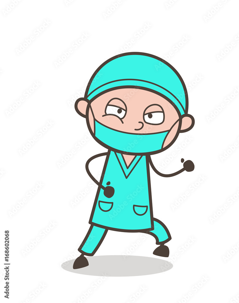 Cartoon Adult Surgeon Running Pose Vector Illustration