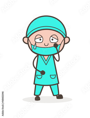 Cartoon Emotional Physiatrist Doctor Sad Face Vector