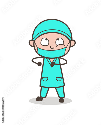 Cartoon Dentist Funny Pose Vector Illustration