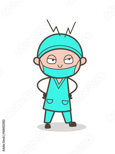 Cartoon Frustrated Surgeon Expression Vector Illustration