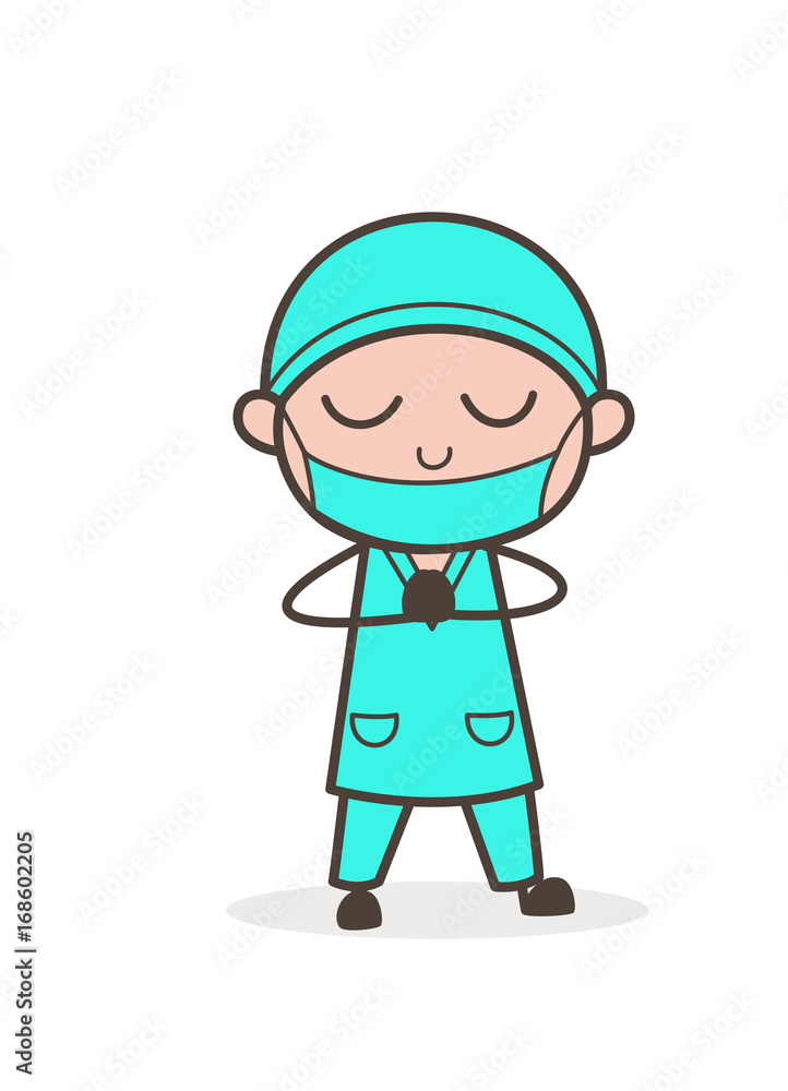 Cartoon Surgeon Praying Vector Illustration Cartoon Surgeon Praying Vector Illustration