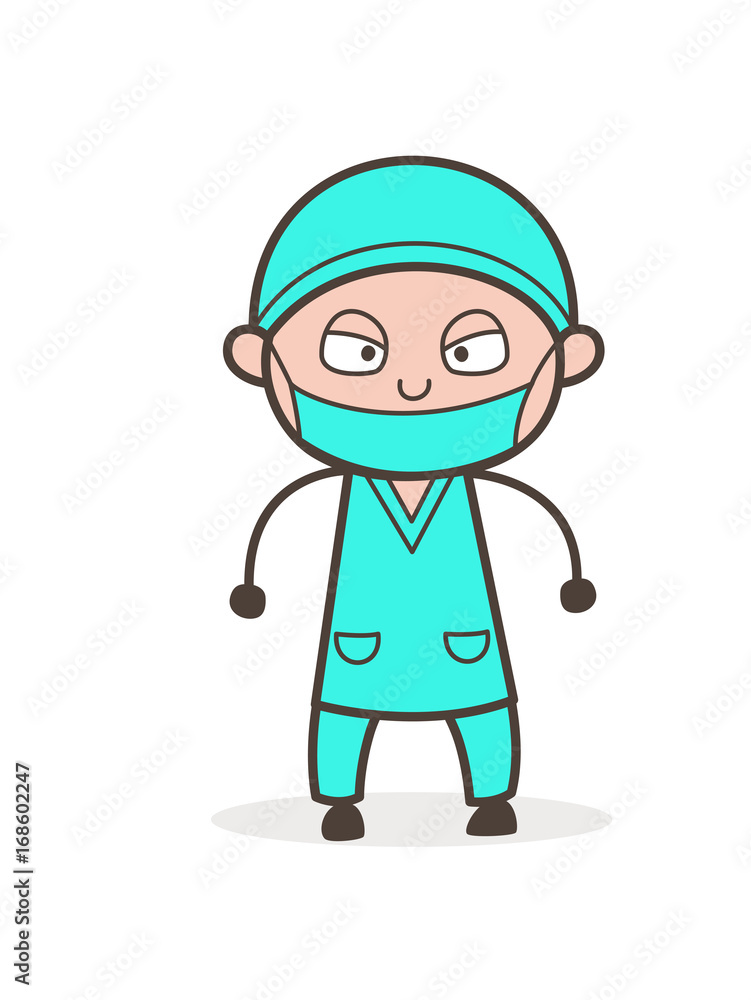 Cartoon Angry Therapist Doctor Face Vector Illustration