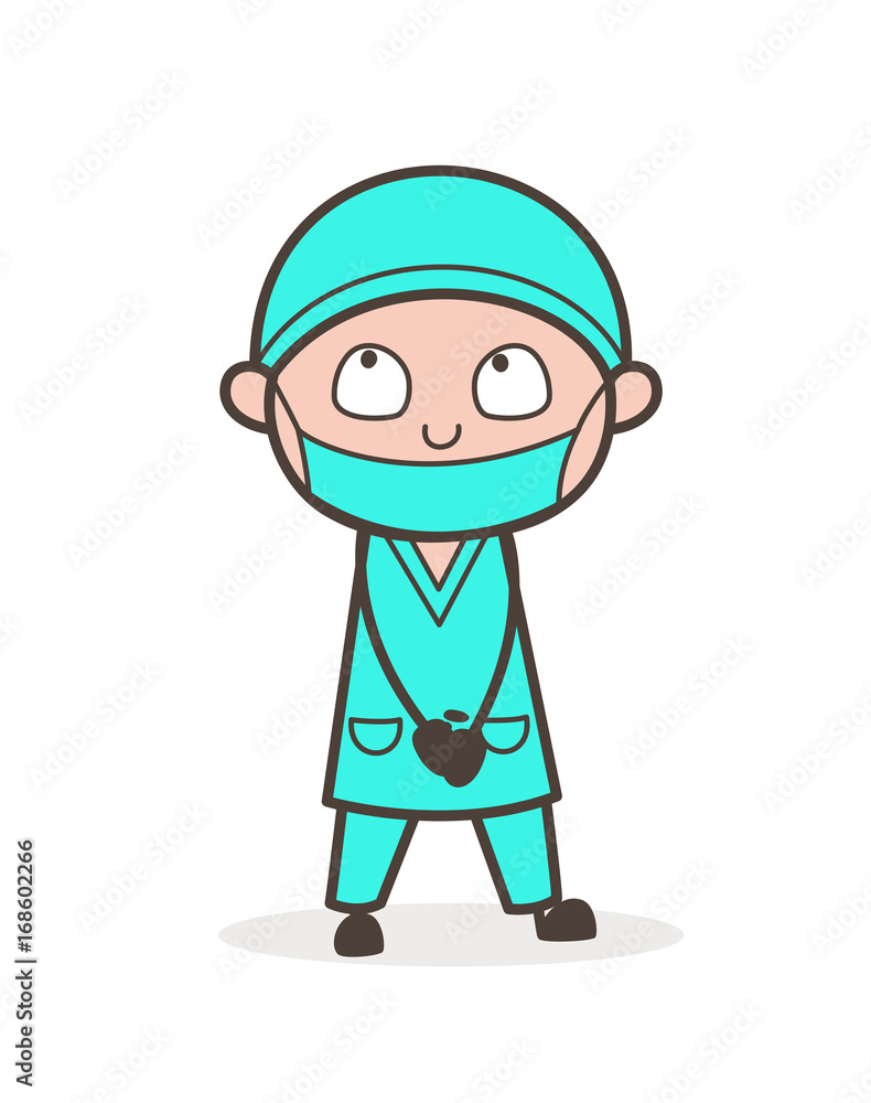 Cartoon Dentist Thinking Face Vector Illustration Cartoon Dentist Thinking Face Vector Illustration