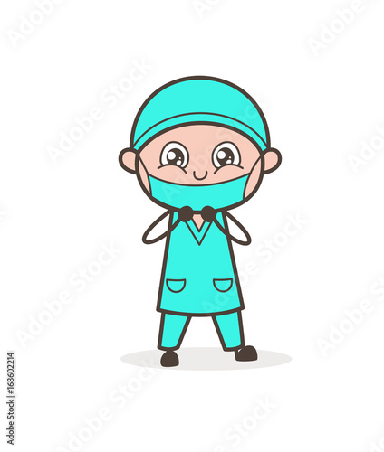 Cartoon Cute Surgeon Excited Face Vector Illustration © TheToonCompany