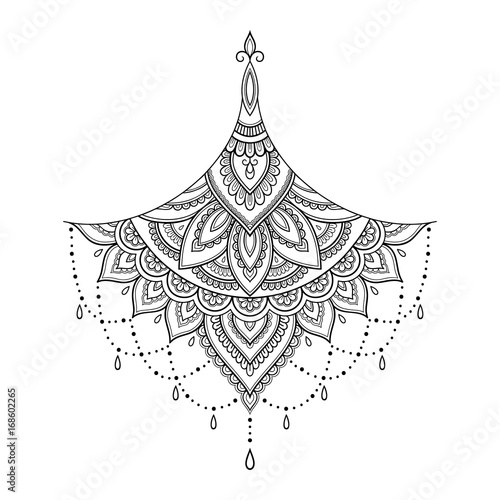 Henna tattoo flower template. Mehndi style. Set of ornamental patterns in the oriental style.