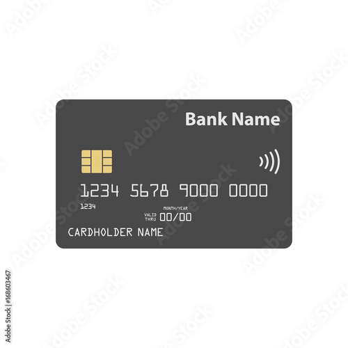 Detailed credit card template with contactless payment symbol 

