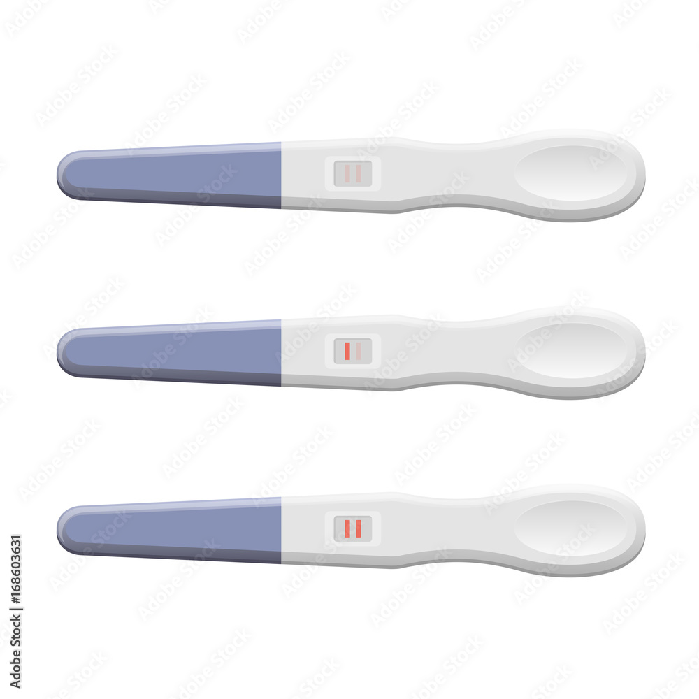 Obraz premium Pregnancy Tests Set. Positive and Negative Result. Vector