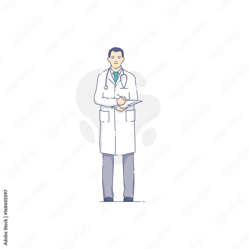 Smiling medic man with clopboard Smiling medic man with clopboard