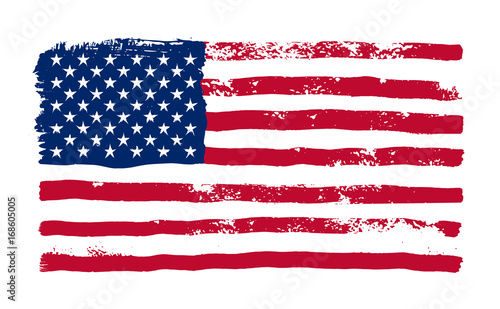 Grunge American flag. Watercolor flag of USA. Vector illustration. Isolated on white background