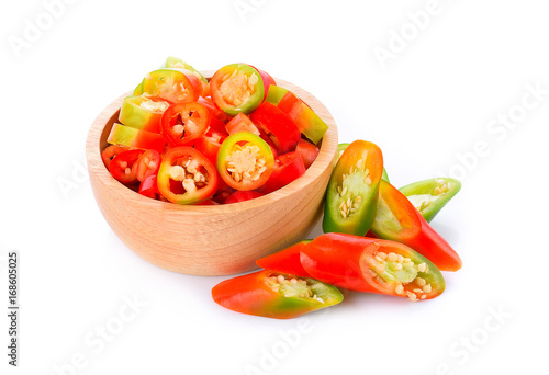 Colorful peppers on white
