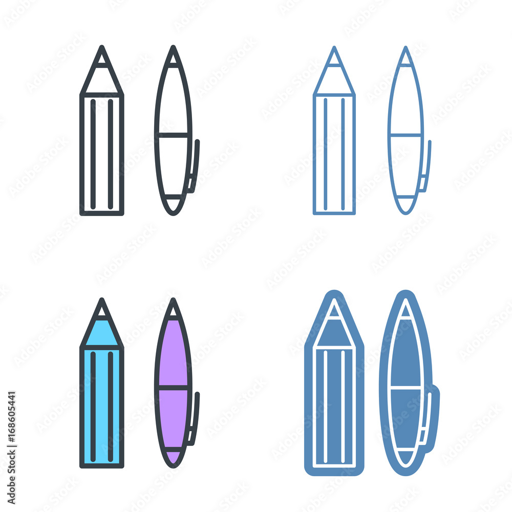 Pen and pencil vector outline icon set. Office supply line symbols and pictograms. Vector thin contour infographic elements. Illustrations for web design, presentations, networks. Pen and pencil vector outline icon set. Office supply line symbols and pictograms. Vector thin contour infographic elements. Illustrations for web design, presentations, networks.