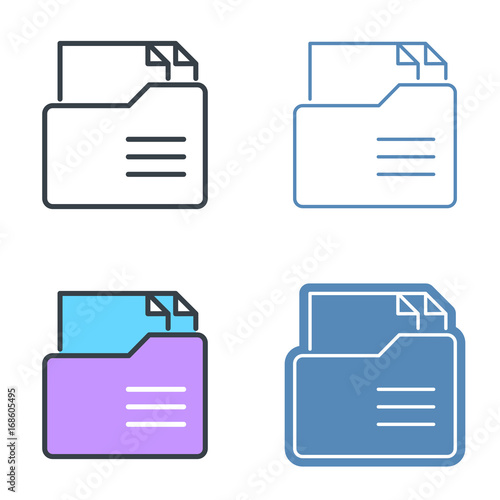 Folder with paper documents vector outline icon set. Office supply line symbols and pictograms. Vector thin contour infographic elements. Illustrations for web design, presentations, networks. photo