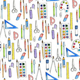 school doodle seamless pattern