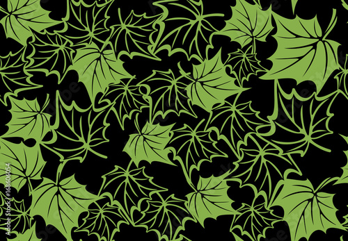 Maple leaf, green seamless pattern background, illustration. Spring color 2017, ecology wrapping paper design