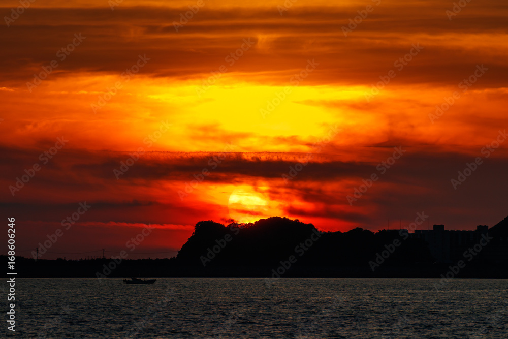 Naklejka premium 長崎の夕陽