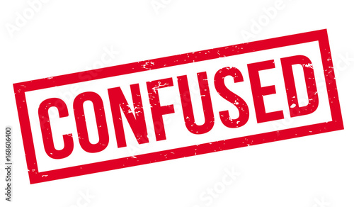 Confused rubber stamp. Grunge design with dust scratches. Effects can be easily removed for a clean, crisp look. Color is easily changed.