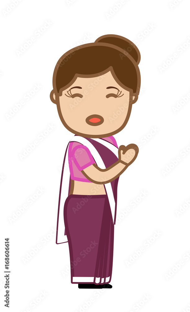 Cartoon Woman Pray Vector Concept Cartoon Woman Pray Vector Concept