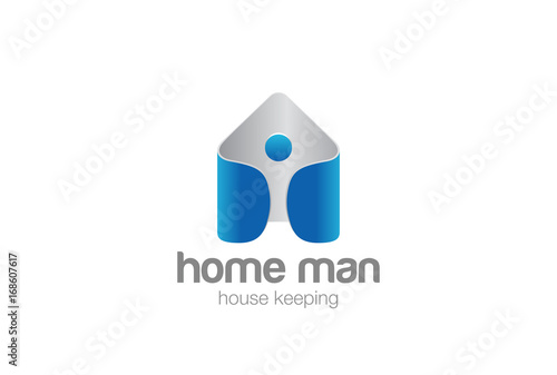 House hold service Logo design vector. Man Home Real Estate icon