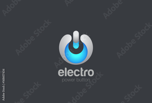 Power button Logo design vector. Hi-tech digital style